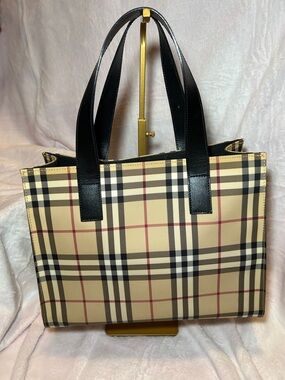 380. Burberry Nova Check Tote Bag with COA